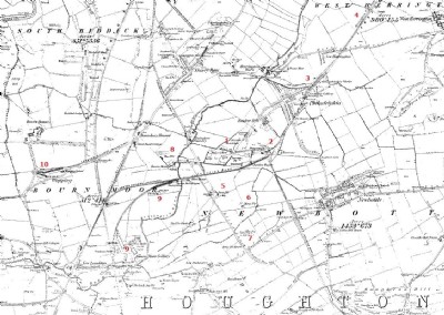 1862 area map showing surrounding mines