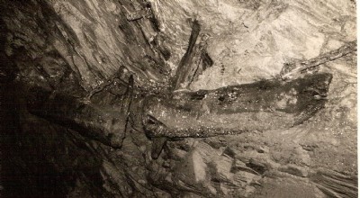 Canal barge fender in the tunnel, 1965