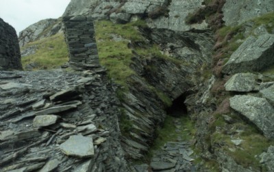 Adit cutting next to drumhouse above mills